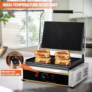잉윤보 커머셜 파니니 프레스 그릴 2200W 조리대 전기 샌드위치 메이커 조절 가능한 온도 논스틱 코팅 홈