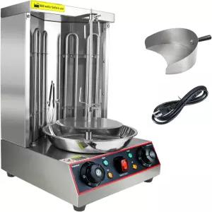 쿠텐 전기 샤와르마 그릴 기계 버너 2개 포함 수직 조리대 로티세리 브로일러 스테인리스 스틸 케밥 자이로