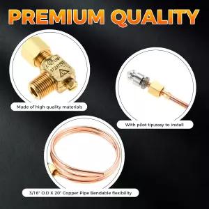 레인지 오븐 3/16인치 OD X 20인치 구리 파이프 구부러짐 파일럿 버너 튜브 2065643 밸브 포함 트라이스타