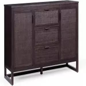 팀슨 홈 해터러스 55인치 W 사이드보드 캐비닛 라탄 인레이 도어 2개와 서랍 3개 조절 가능한 선반과