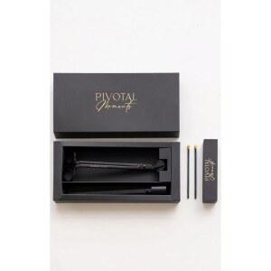 피보탈 모먼트 2피스 을 케어 플레임 깨끗하고 액세서리 도구 선물 모던 위한 미니멀리스트 윅 트리머 스너퍼 블랙 세트 & 우아한 캔들 매트 키트 u2013