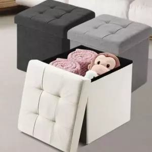 수납 접이식 사각 정리함 스툴 의자 보조 낮은