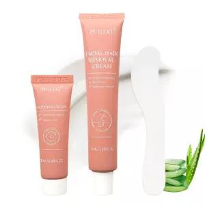 진정 크림과 주걱을 사용하는 여성용 페이셜 제모 크림 얼굴용 완벽한 4분 원치 않는 페이스 바디 퍼빅