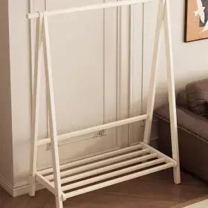 원목 접이식 스탠딩 선반 수납 옷걸이 이동식 스탠드 행거