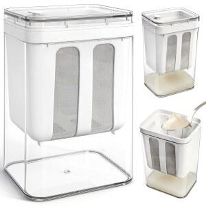 조굿 요거트 스트레이너 1800ml / 1.9쿼트 분리막 헝 커드 메이커 미세 메쉬 백 뚜껑 유청 분리용 BPA 프리 두유 주스 커피 수프