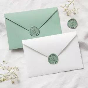 포나티아 다크 세이지 그린 왁스 씰 스티커 - 웨딩 50개 셀프 접착 초대장 봉투 크리스마스 카드 선물 포장