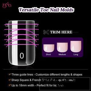 BNG 120PCS 발가락 용 네일 폼 폴리 확장을위한 가능한 듀얼 아크릴 발톱 풀 커버 몰드 페디큐어 DIY