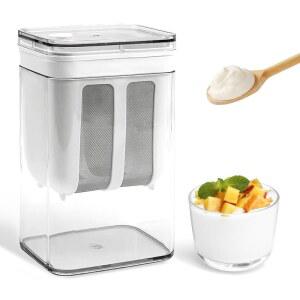 뚜껑이 있는 페실로 그릭 요거트 스트레이너 1100ml 대용량 메이커 필터 미세 메쉬 백 두꺼운 요거트를 위한 유청 분리 주방 도구 두유 케피르 치즈 수프 주스