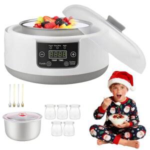 수제 프로바이오틱 요거트를 위한 5 유리병 4 숟가락 온도와 시간을 조절하는 전기 요거트 메이커 스테인리스 스틸 인사이드 장