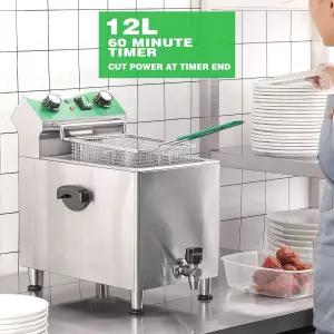 가정용 및 레스토랑용 NUPANT 딥 프라이어와 오일 여과 타이머 12L/12.7QT 전기 조리대 프라이어