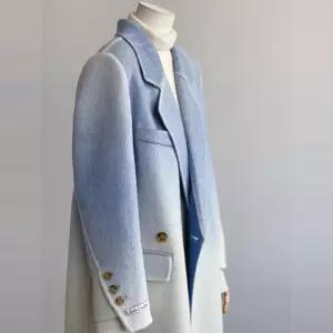 캐시미어 블루 모직코트 그라데이션 화이트