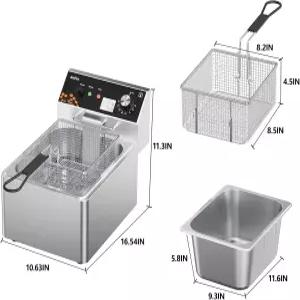 상업용 딥 프라이어 10.56Qt 조리대 튀김기 1.0mm 두꺼운 스테인리스 스틸 1700W 전기 침지 가정용 주방