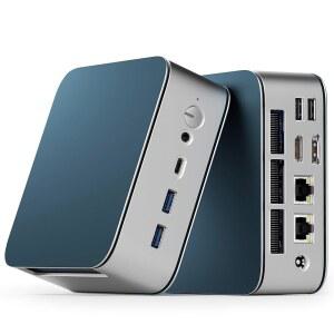 Getorli 미니 PC, 듀얼 LAN AMD R5 7430U(최대 4.3GHz), 컴퓨터 16GB DDR4 RAM 1TB SSD, 데스크톱 4K 60Hz 디스플레이 /HDMI /Type-C /USB 포트 /RJ45 /WiFi 6 /BT5.0 (홈 /오피스 /캐주얼 게임용)