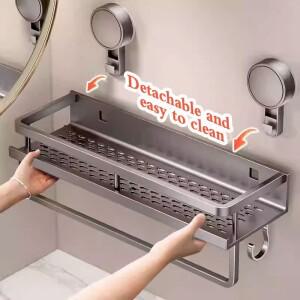 드릴  설치하는 흡착식 욕실 선반, 화장실 변기용 알루미늄 걸이형 정리대