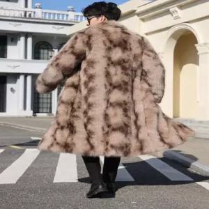 남성 퍼 남자 겨울 미디 모피 아우터 여우털 루즈핏