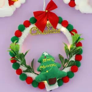 원형 LED 크리스마스 벽장식 리스 DIY세트 겨울맞이 풀빌라 속옷매장 의류매장 펜션