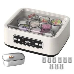 LED 디스플레이가 장착된 프로바이오틱 요거트 메이커 머신 홈메이드 그릭 낫토 막걸리 및 발효 용 1.6리터 인큐베이터(유리 9개