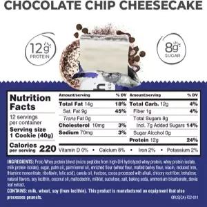 파워 크런치 단백질 웨이퍼 바 맛있는 맛의 고단백 스낵 초콜릿 칩 치즈케이크 1.4온스(12개)