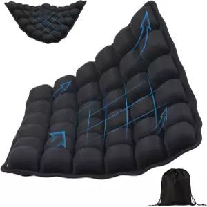 휴대용 비행기 좌석 쿠션 팽창식 - 펌프가 내장된 3D 에어셀 기술 등 및 꼬리뼈 지지를 위한 조절 가능한