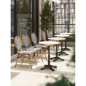 야외 레트로 라탄 의자 세트 엔틱 정원 체어 원형 테이블