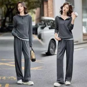 와칸다 투피스 여자 여성용 팬츠 춘추 정장세트 후드 세트 슬림핏 맨투맨 와이드 KKE3