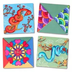 2종 10set 뱀딱지 전통문양딱지 뱀무늬 딱지접기 만들기세트 IQ