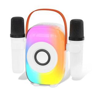 여아용 아동용 노래방 기계 블루투스 마이크 홈 모든 파티용 무선 스마트폰 가족 미니 생일 휴대용 스피커 및 2개 장난