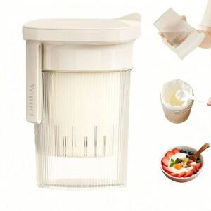 0.95 쿼트 900ML 휴대용 요거트 스트레이너 컵 치즈 및 두유용 유청 분리기가 포함된 컴팩트 그릭 필터 누수 방지 휴대가 간편한 메이커(화이트)