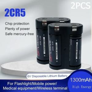 2PCS 6V 1300mah 2CR5 리튬 배터리 2CP3845 디지털 카메라 플래시 필름 거리 측정기 건식 기본 비 충전식