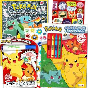 포켓몬 컬러링 북 세트 아동용 번들 선물 액티비티 포함 등 3개 남아용 - 및 게임 스티커 퍼즐