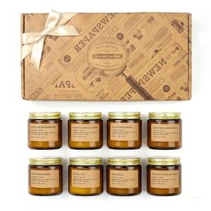 가정용 향초 8팩 소이 캔들 세트 앰버 병 빈티지 약장 스타일 8가지 향 선물