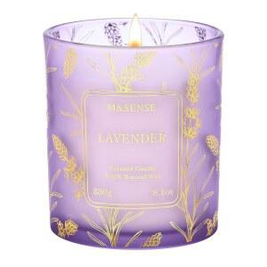 M SENSE 라벤더 캔들 소이 8.1 42시간 지속 연소 시간 욕조 진정 수면을 위한 은은한 향초 여성 및 남성을 멋진 가정 선물
