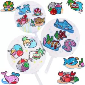 5set 초등 7세 포일아트 스티커 원형 부채만들기 재료 여름 손