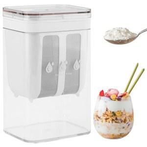 그릭 요거트 스트레이너 1100ML (1.16쿼트) 메이커 미세 메쉬 뚜껑 눈금 표시 유청 분리용 견과류 우유 주스 두부 치즈에 잘 어울립니다