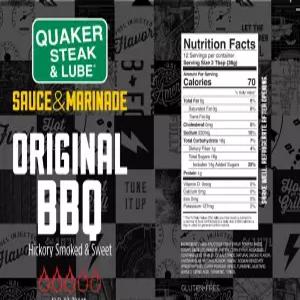 퀘이커 스테이크와 루브 오리지널 바비큐 윙 소스 - 12온스 유리병