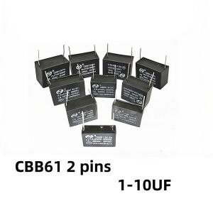 2PCS CBB61 핀 커패시터 1uf 3uf 4uf 6uf 8uf 450VAC 에어컨 팬 시동