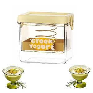 스프링이 포함된 그릭 요거트 스트레이너 1.1쿼트 BPA 프리 메이커 유청 분리용 비전기 필터 크리미 치즈 같은 두꺼운 청소하기 쉬운(노란색 사각형)