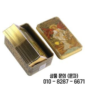 골든 아르누보 타로 카드 운명 점술 가족 파티 게임 및 주석 상자 도금 가장자리 78 개