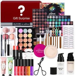 캐리 올 메이크업 키트 여성용 풀 가방 #5 포함 팔레트 파우더 립스틱 아이섀도우 파운데이션 블러쉬 립글로스 페이스 컨실러 화장품