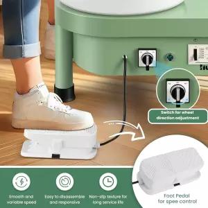 발 페달이 있는 화뉴 도자기 휠 머신 25cm/10인치 분리 가능한 분지 DIY 아트 클레이 포터의 바퀴 가정용