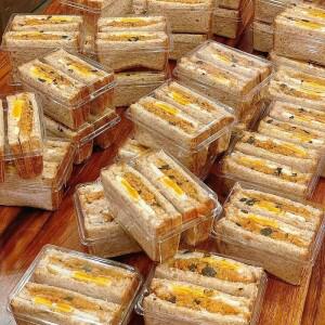 샌드위치 포장 상자 이중 구획 일회용 투명 사각형 인기 빵 토스트 10Pcs