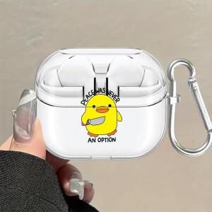 귀여운 오리 케이스  호환 갤럭시 호환 버즈 4프로 3 FE 3프로 2 4 라이브 투명 이어폰 커버 (후크 포함)
