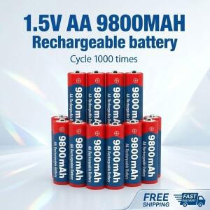 카메라 마이크 장난감 LED 기기용 고용량 9800mAh 1.5V AA 충전식 알카라인 배터리