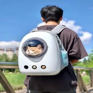 투명 고양이 모양 애완동물 백팩 휴대용 강아지 고양이 대용량 야외 외출용 숄더백