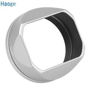 Haoge LH-X54W 사각형 금속 렌즈 후드(후지필름 후지 X100VI 카메라용 49mm 어댑터 링 포함) 실버