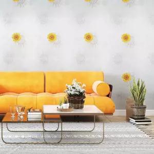 셀프 인테리어 접착식 실크벽지 50cmX2.5m 노란 해바라기 곰팡이방지 포인트벽지