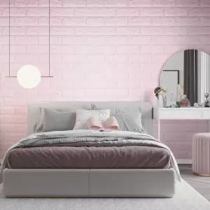 셀프 인테리어 폼블럭 10mm 2.5m 핑크 단열벽지 접착식 시트지