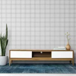 셀프 인테리어 접착식 실크벽지 타탄 실버그레이 50cm 10m