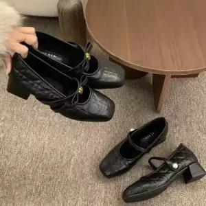 블랙 여자신발 키높이 로퍼 메리제인 힐펌프스 소프트 스트랩힐 슈즈 원템5