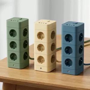 에코너 타워형 큐브 멀티탭 16구 4000W 고용량 고속충전 12구 + USB-A 2개 + C타입 2개 예쁜 슬림 디자인 콘센트 컴퓨터 책상 전기선 정리 MT10 혼카